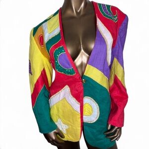 Vintage Colorful Geometric Women's Jacket